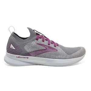 Brooks Levitate StealthFit 5 Womens Road Running Shoes White/Grey/Red | USA-BTI472638